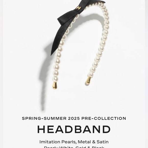 CHANEL Black and White Pearl Headband 2025 collection .